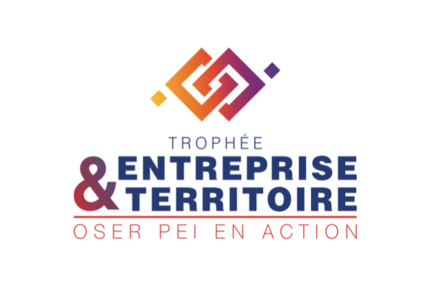 Logo du Trophée Entreprise & Territoire avec texte "Oser PEI en action".