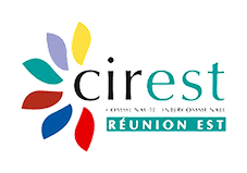 Logo de Cirest avec p&eacute;tales color&eacute;s et texte "Communaut&eacute; R&eacute;union Est".