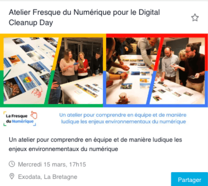 Atelier collaboratif sur les enjeux environnementaux du num&eacute;rique avec des participants autour d'une table.
