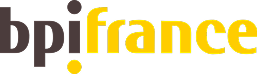 Logo de Bpifrance avec texte en noir et jaune.