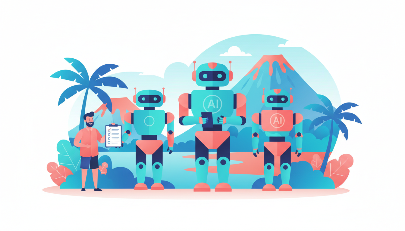 Dirigeant de TPE r&eacute;unionnaise comparant trois assistants d'intelligence artificielle sur son ordinateur portable