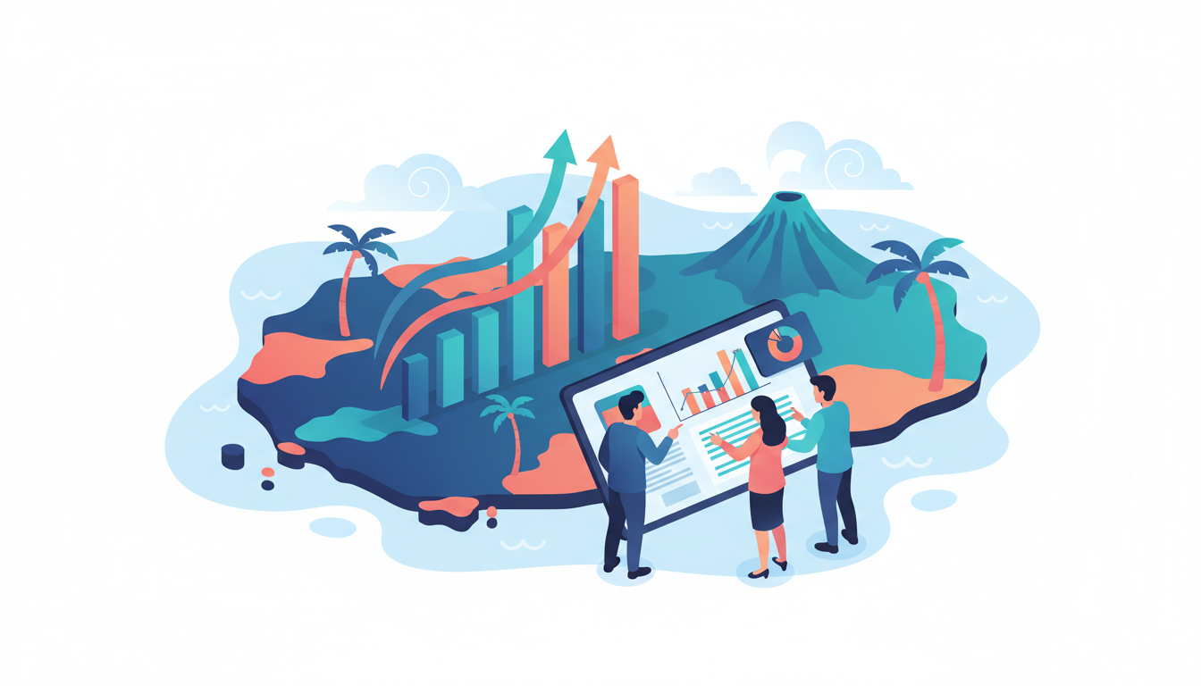 Illustration d'un tableau de bord de la transformation numérique des entreprises réunionnaises au premier trimestre 2026