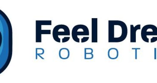 Logo de Feel Dream Robotics avec icône de robot bleu.