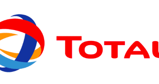 Logo de Total avec des rubans colorés entrelacés.