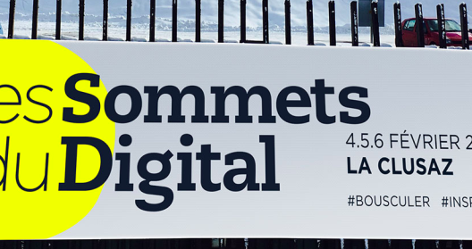 Bannière pour l'événement "Les Sommets du Digital" à La Clusaz, février 2019.