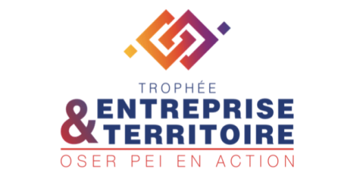 Logo du Trophée Entreprise & Territoire avec texte "Oser PEI en action".