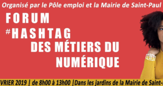 Affiche du Forum des Métiers du Numérique à Saint-Paul, 25 février 2019.