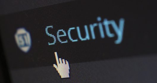 Texte "Security" avec curseur en forme de main pointant dessus.