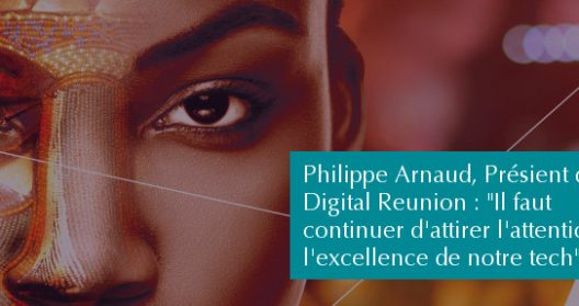 Visage artistique avec citation de Philippe Arnaud sur l'excellence technologique.