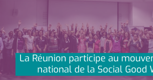 Groupe de personnes célébrant lors de la Social Good Week à La Réunion.