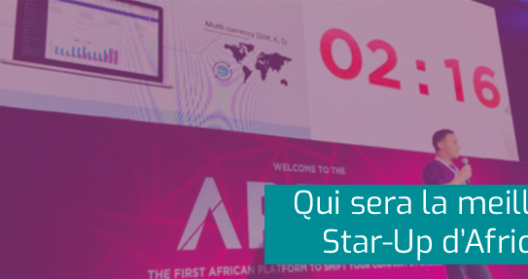 Conférence sur les start-ups africaines avec un présentateur et un compte à rebours.